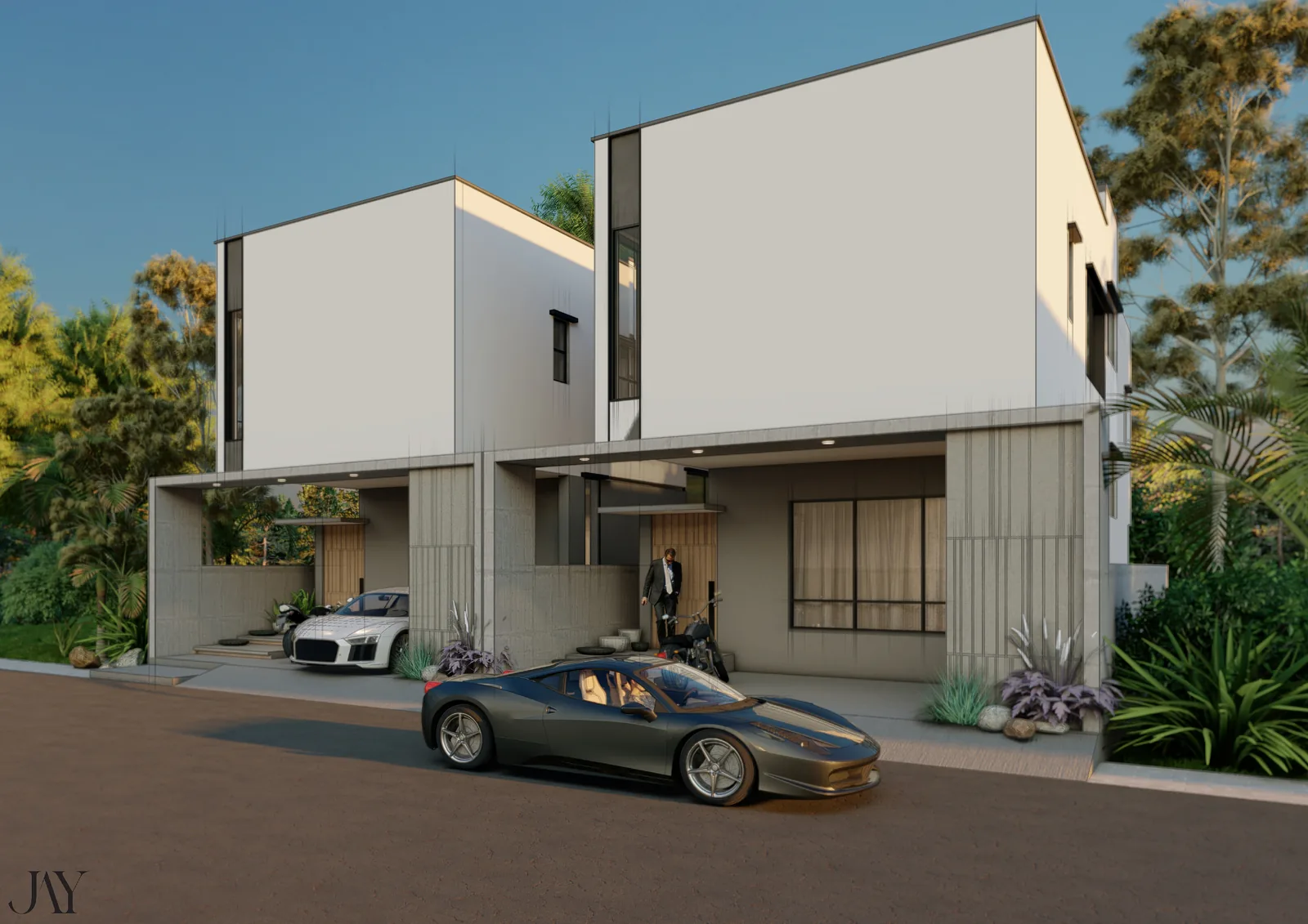 Designer Row Villas — three-quarter view