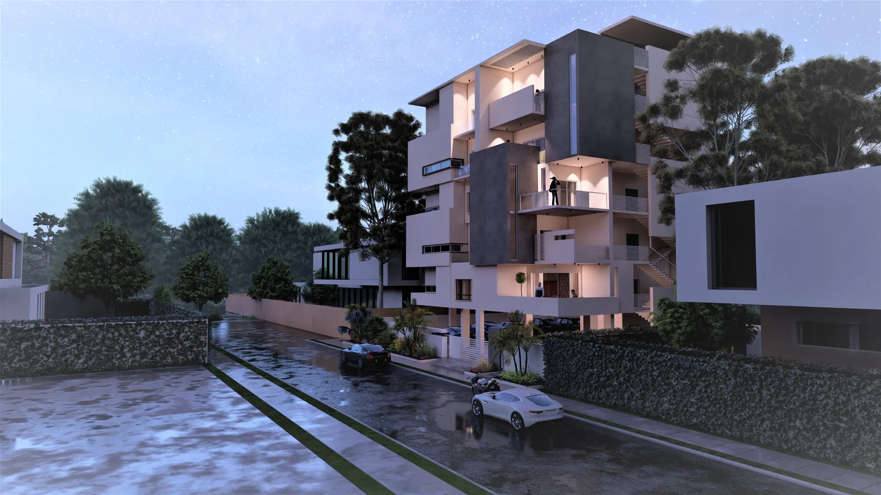 Designer Row Villas — evening view