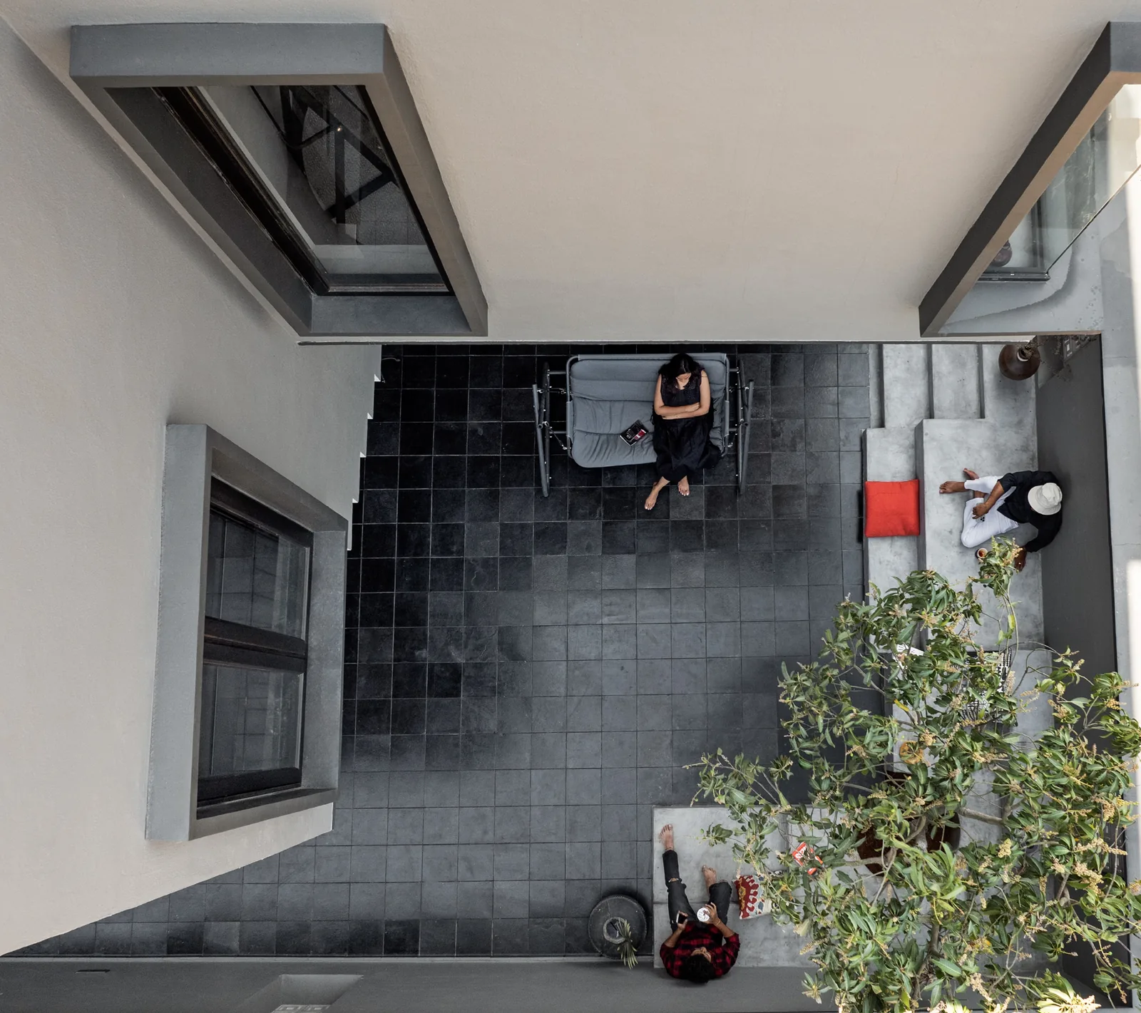 Overhead view of the light-filled internal courtyard