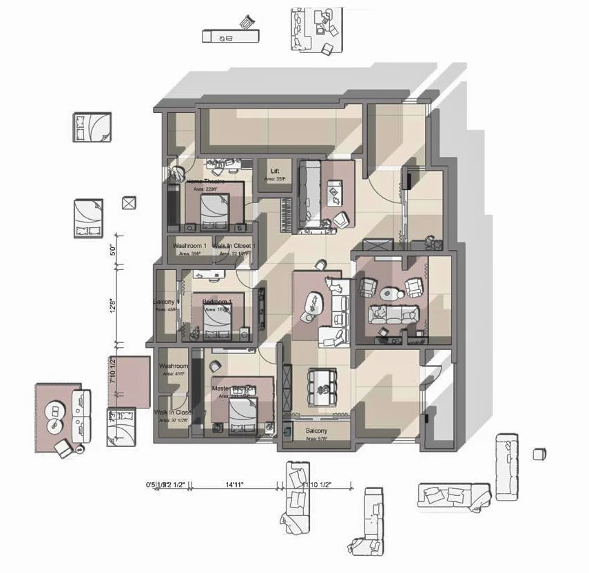 Porch House — stacked floor plan