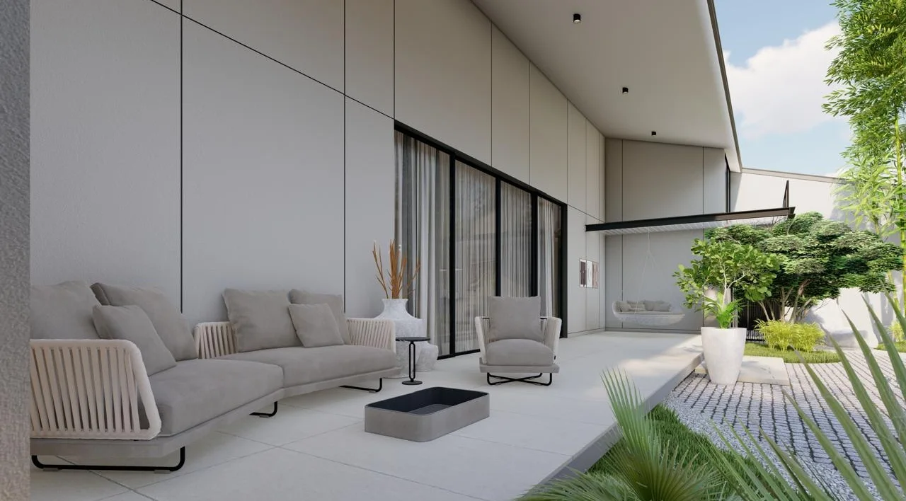 Sunday — open-plan living and courtyard